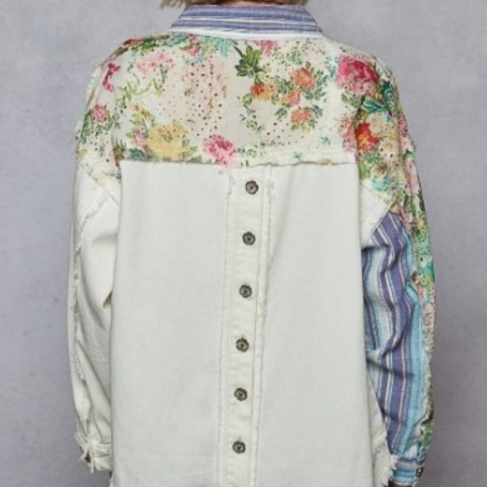 POL oversized fit top Jacket Shacket twill with back button placket NWT - Picture 4 of 6